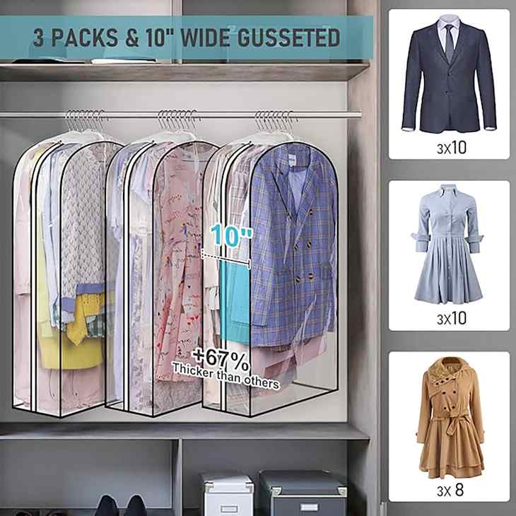 MISSLO 10" Gusseted All Clear Garment Bags