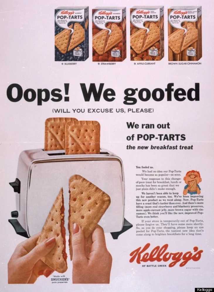 Vintage Kelloggs pop tart ad.