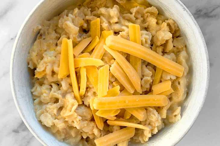 Cheddar topping on oatmeal