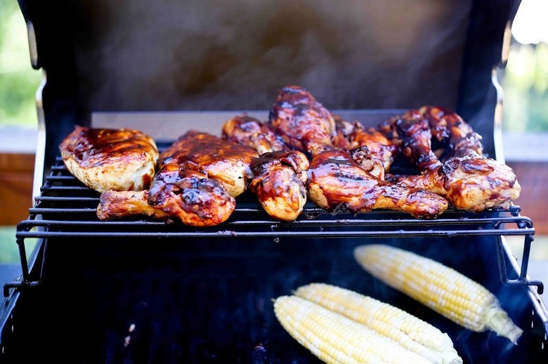 Barbecued Chicken on the Grill with Smoky Glaze