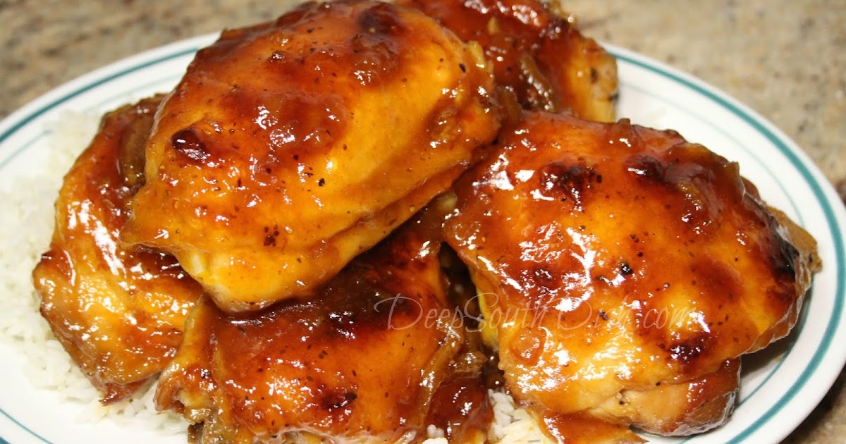Chicken with Apricot Glaze Accompanied by Grilled Scallions
