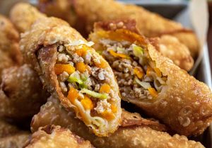 Crispy Spring Rolls Stuffed with Salmon