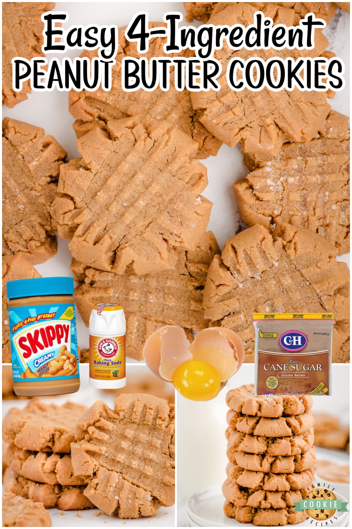 Easy Recipe for Peanut Butter Cookies with Only 4 Ingredients