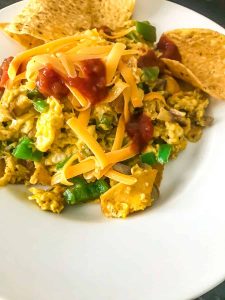 Tex-Mex Inspired Scrambled Eggs with Tortilla Strips (Migas)