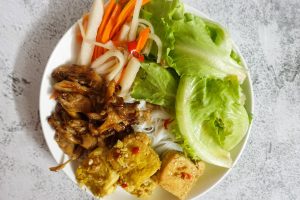 Vegan Caesar Salad Highlighting Oyster Mushrooms
