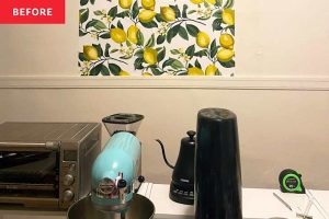 Before & After: Cheery Wallpaper and Funky Decor Revamp This â90s Kitchen for Just $500