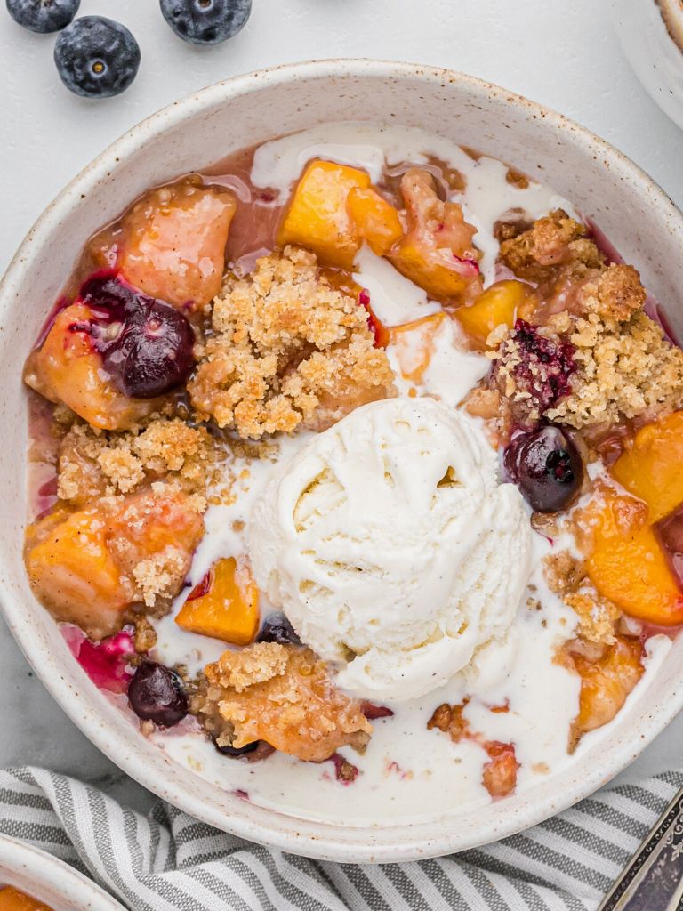 Peach and Blueberry Crisp Dessert Recipe