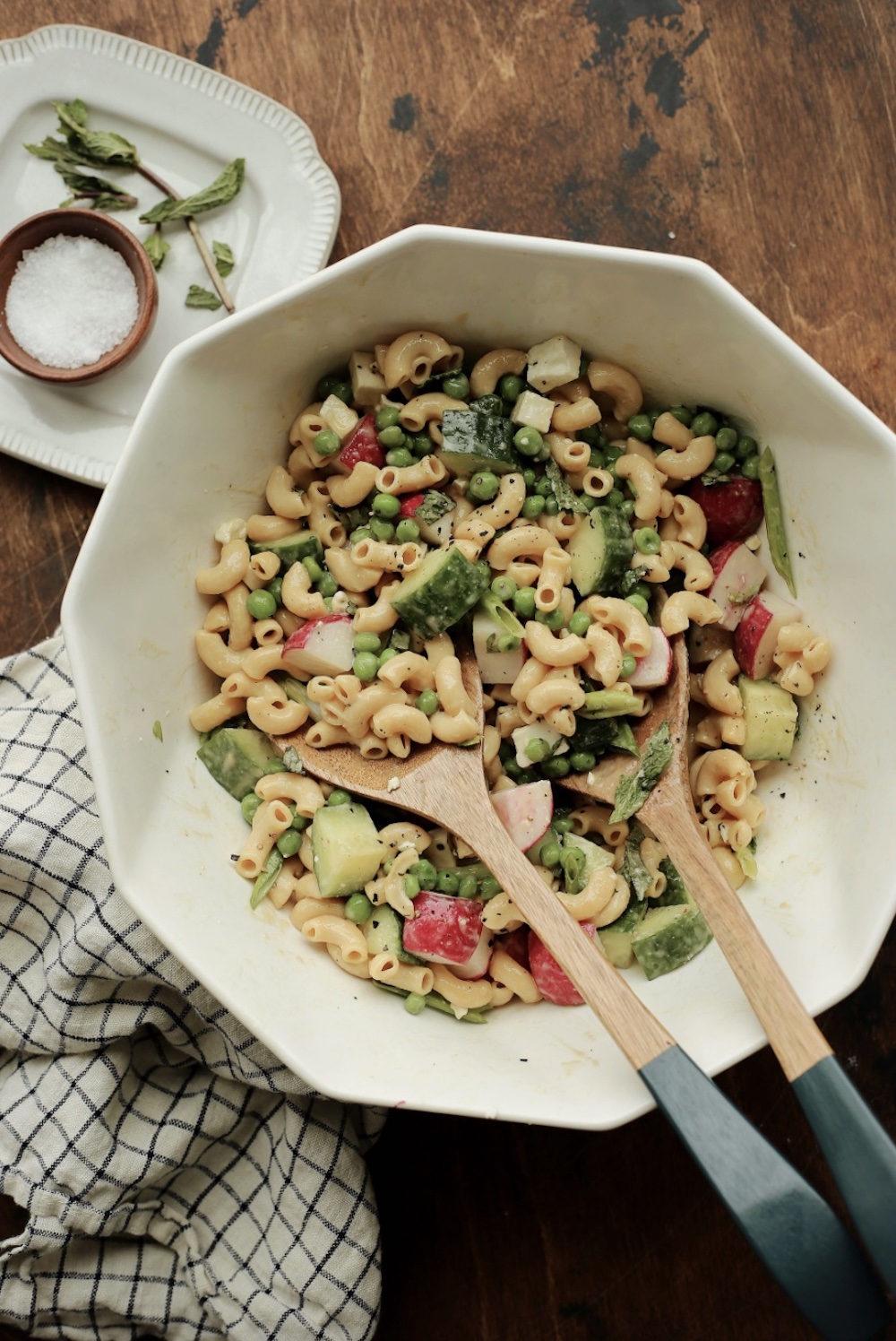 Summer Pasta Salad with Fresh Garden Veggies and Feta Cheese