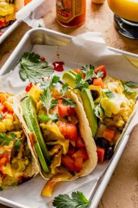 Tex-Mex Inspired Scrambled Eggs with Tortilla Strips