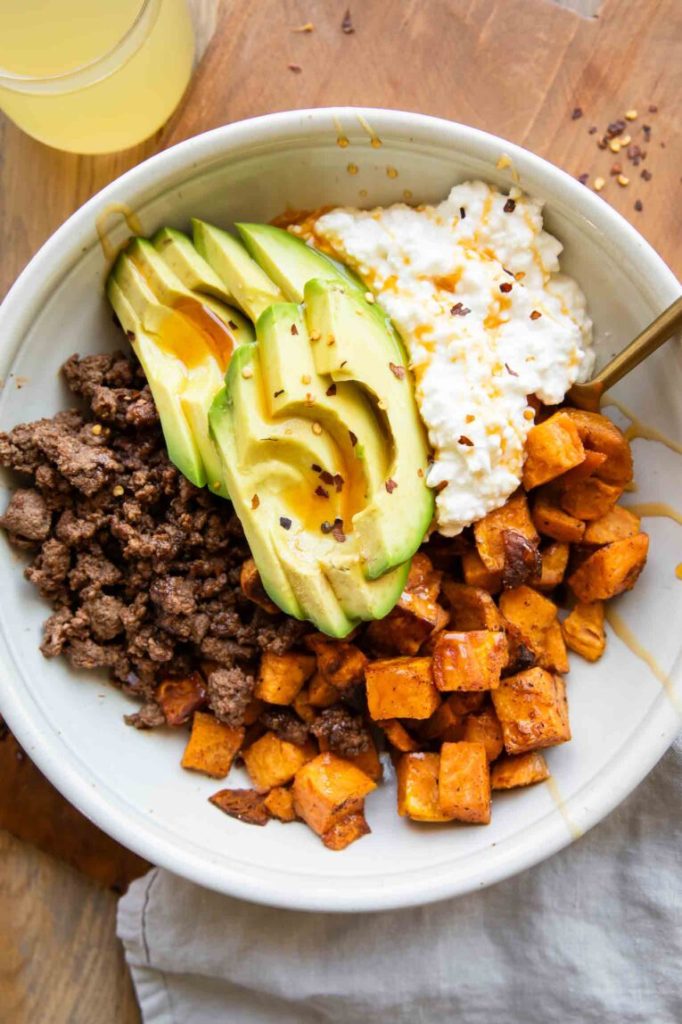 TikTok-Inspired Spicy Honey Cottage Cheese Sweet Potato Beef Bowl Recipe