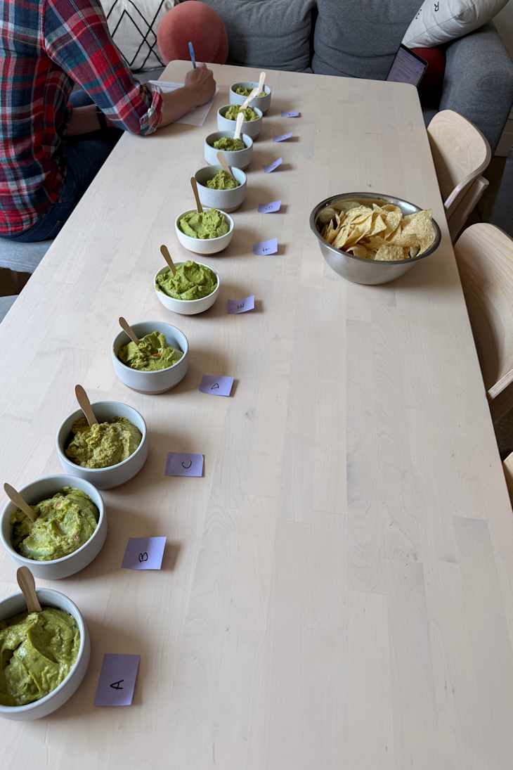 Guacamole taste testing.