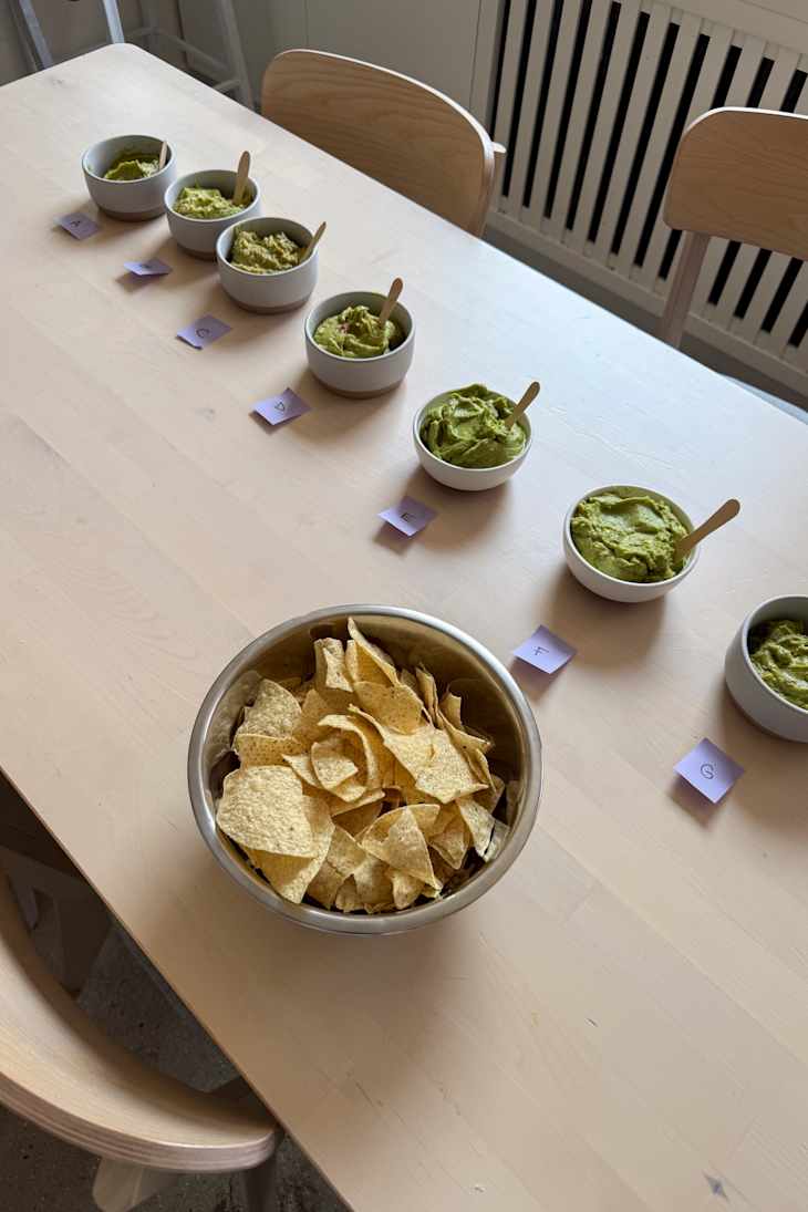 Guacamole taste testing.