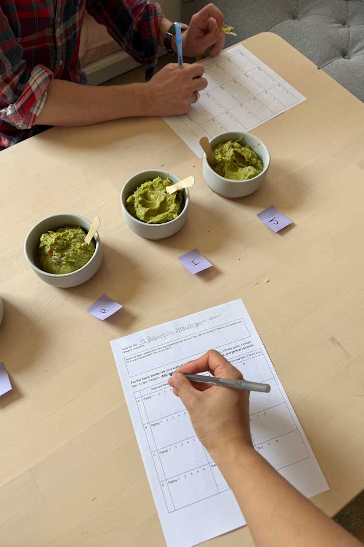 Guacamole taste testing.