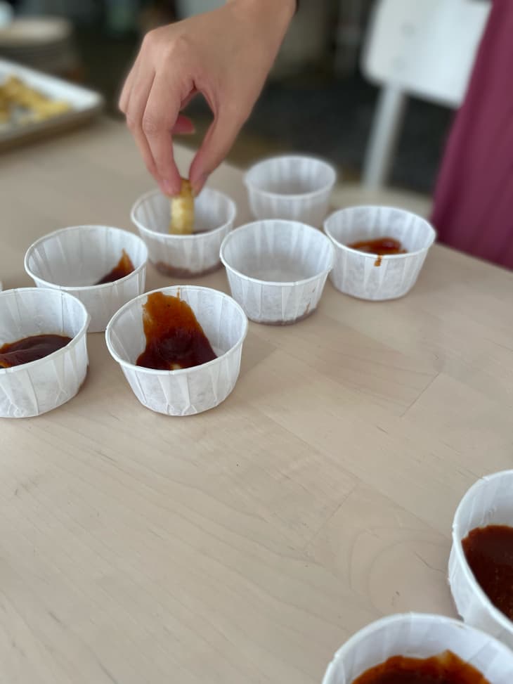 Barbecue sauce in a ramekin.