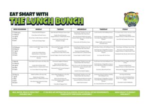 Weekly Menu Schedule for the Week of June 30, 2025