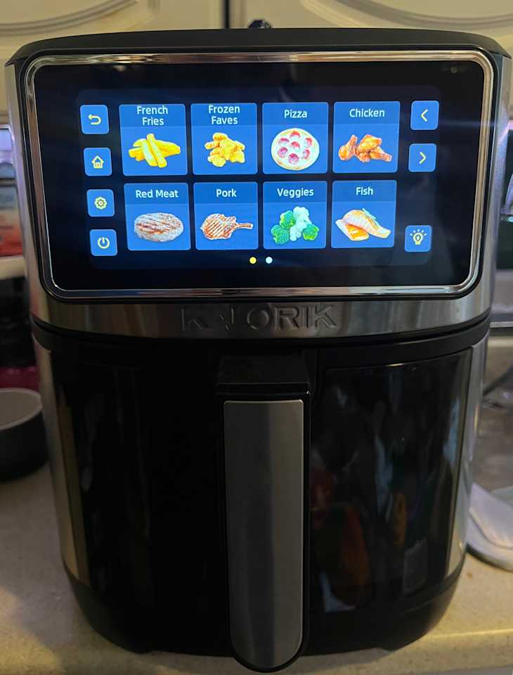 Kalorik Air Fryer VIVID TOUCH Series 7 Quart Capacity with High-Resolution Touchscreen 200 Cooking Presets in 12 Food Categories with View Window, 1500-Watts, Stainless Steel