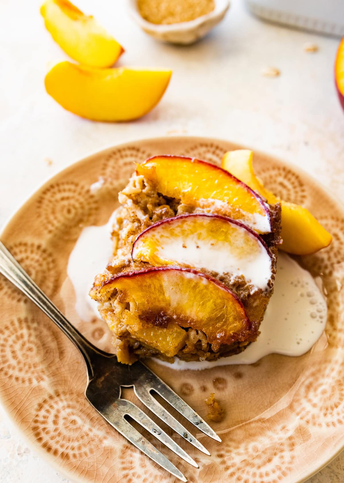 Oatmeal with Peaches and Whipped Cream
