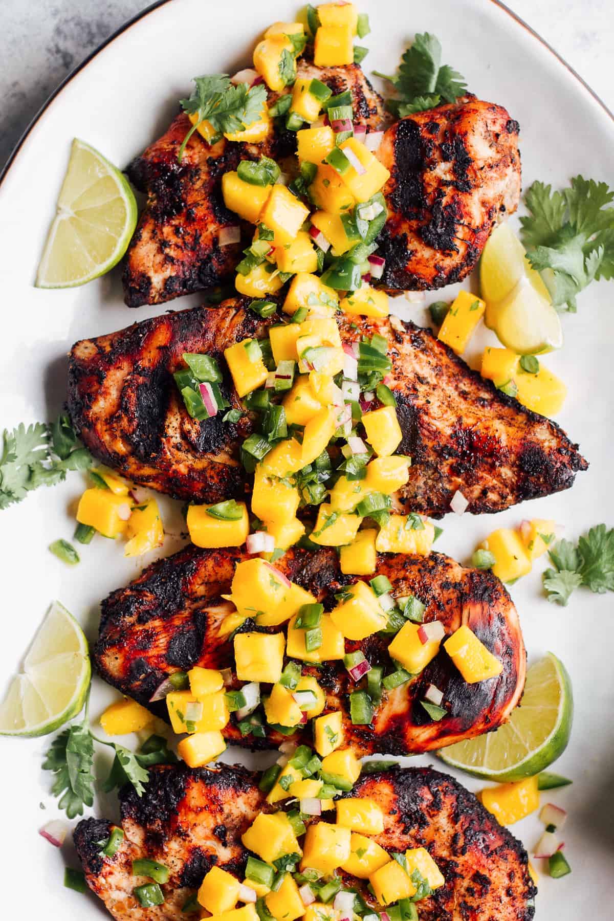 Simple Summer Meal: Grilled Jerk Chicken paired with Mango Avocado Salsa