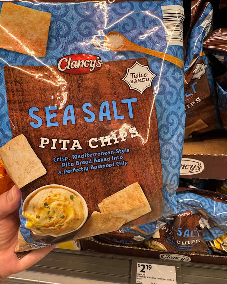 Sea Salt pita chips in bag.