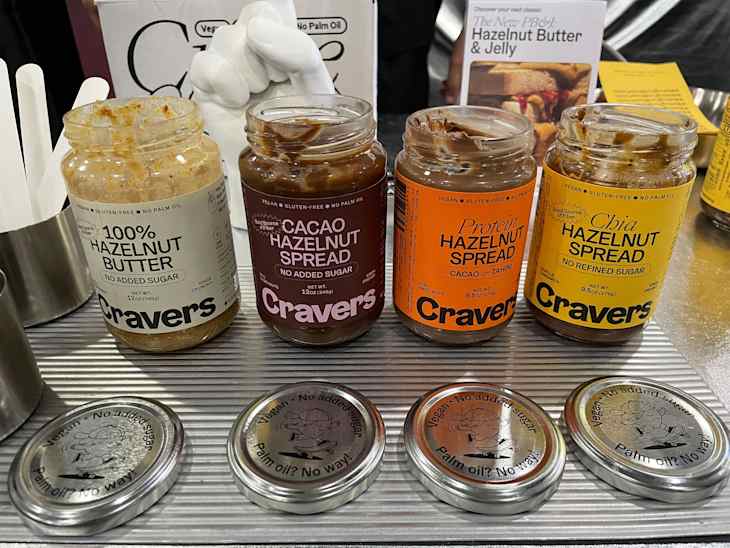 Various flavors of Cravers hazelnut spread.