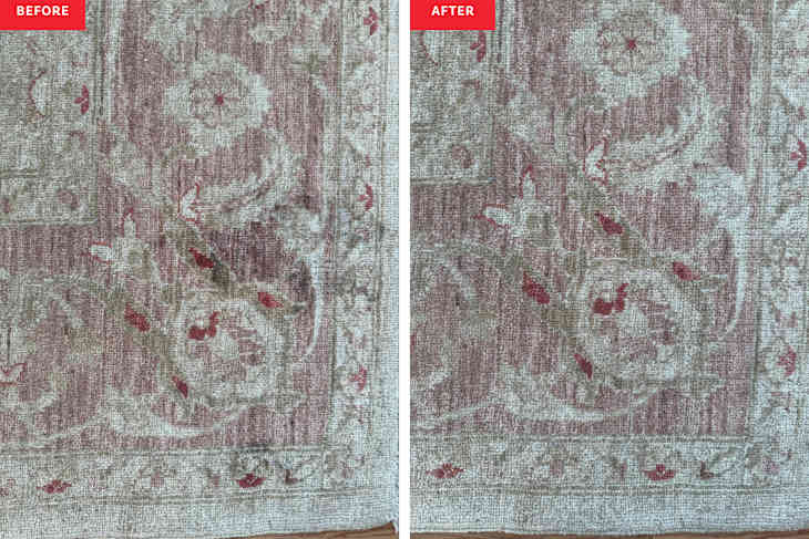 Carpet before and after cleaning.