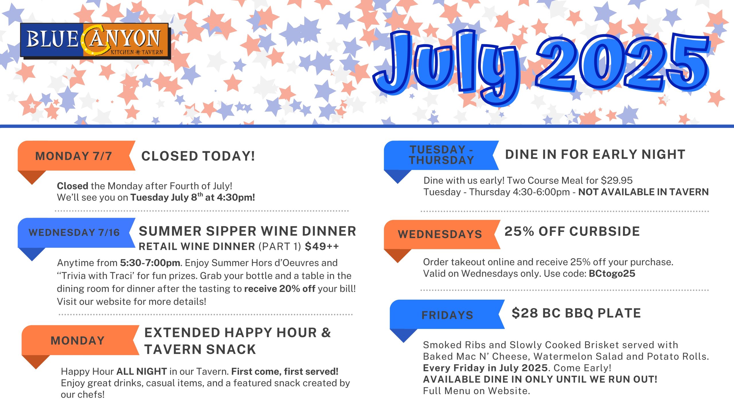 Weekly Meal Schedule for the Week of July 28, 2025