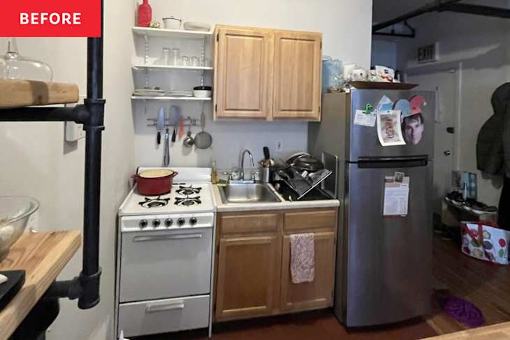 Before & After: âOutdatedâ Wood Kitchen Cabinets Get a Colorful Makeover â Without Paint!