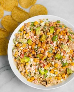 Buffalo Chicken Salad accompanied by Fiery Honey Dressing