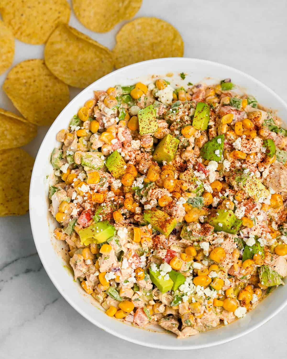 Buffalo Chicken Salad accompanied by Fiery Honey Dressing