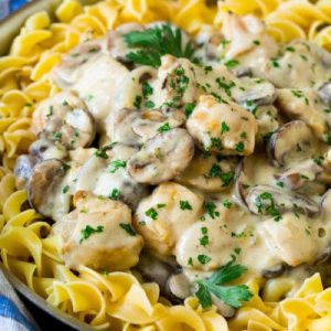 Creamy Chicken Stroganoff with Onions and Mushrooms
