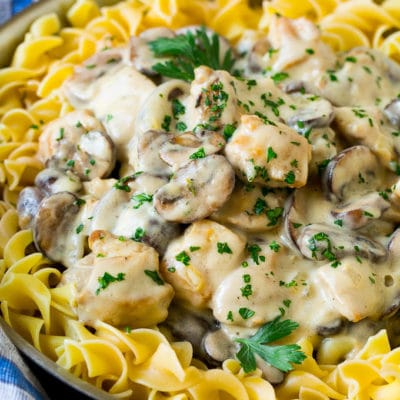 Creamy Chicken Stroganoff with Onions and Mushrooms