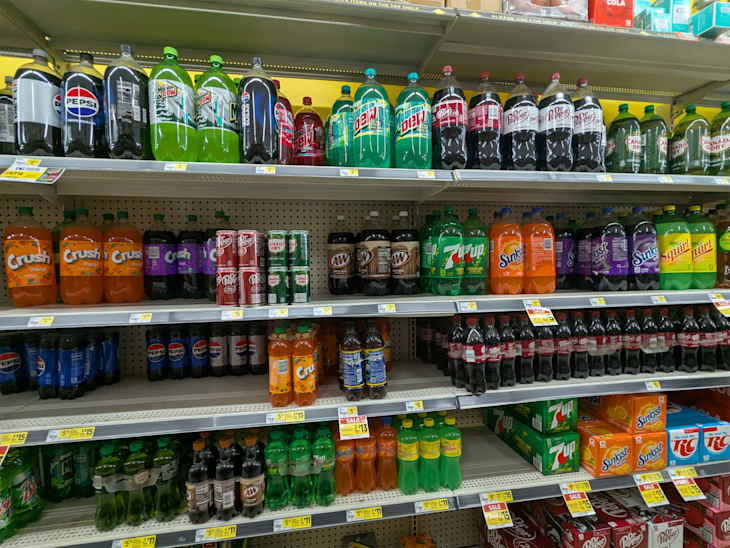 Soda aisle at Dollar General.