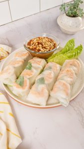 Shrimp Summer Rolls Accompanied by Peanut Hoisin Dipping Sauce