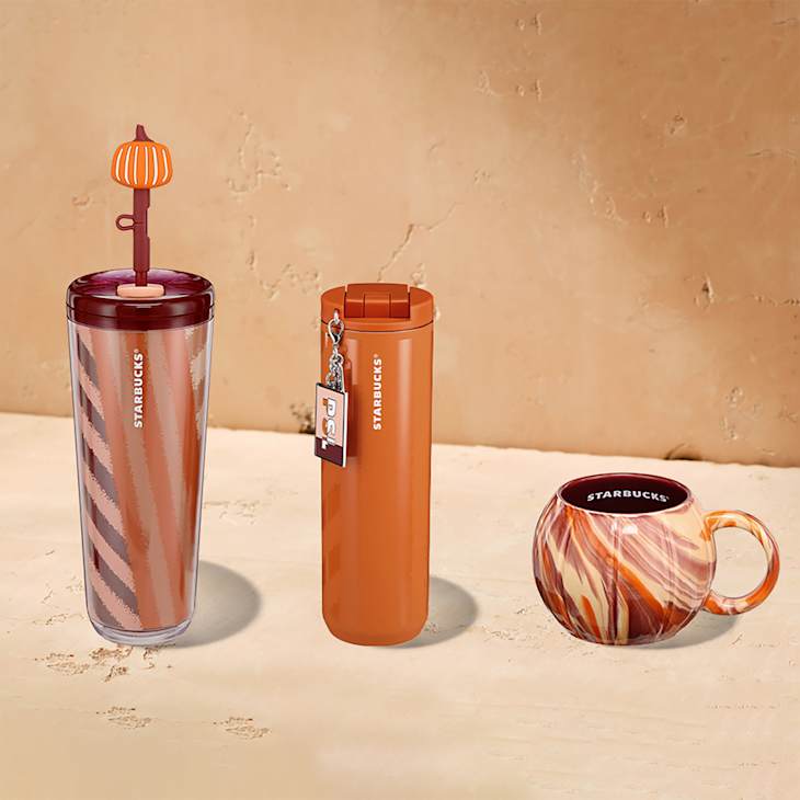 Starbucks PSL Merchandise hot and cold drinkware inspired by the iconic beverage.
