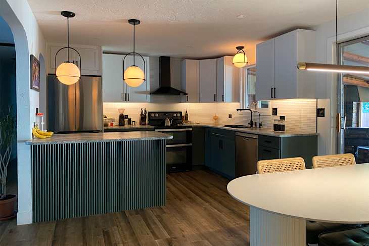 Lighting in newly renovated kitchen.