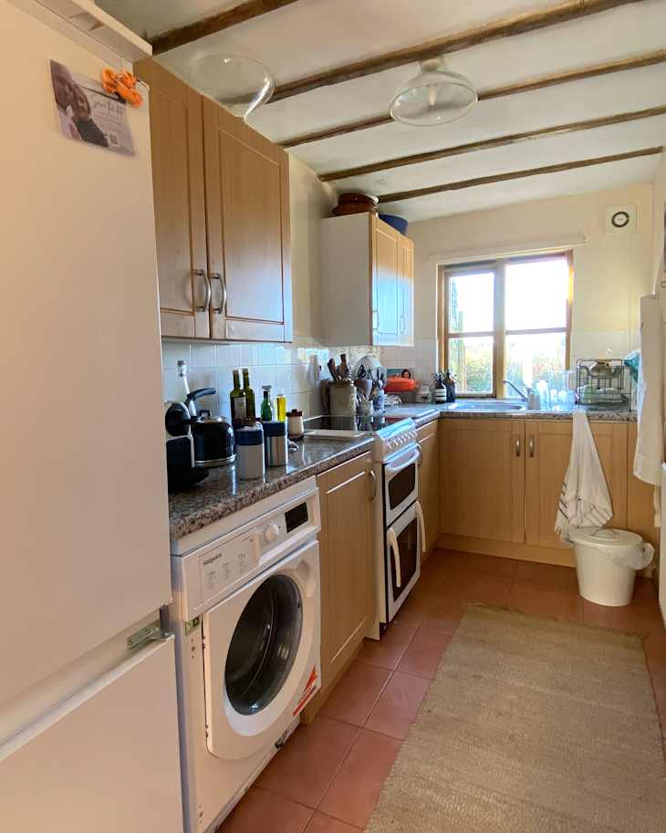 Kitchen before and after renovation and redecoration.