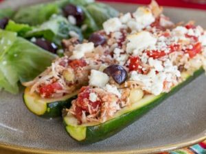 Zucchini Stuffed with BBQ Chicken