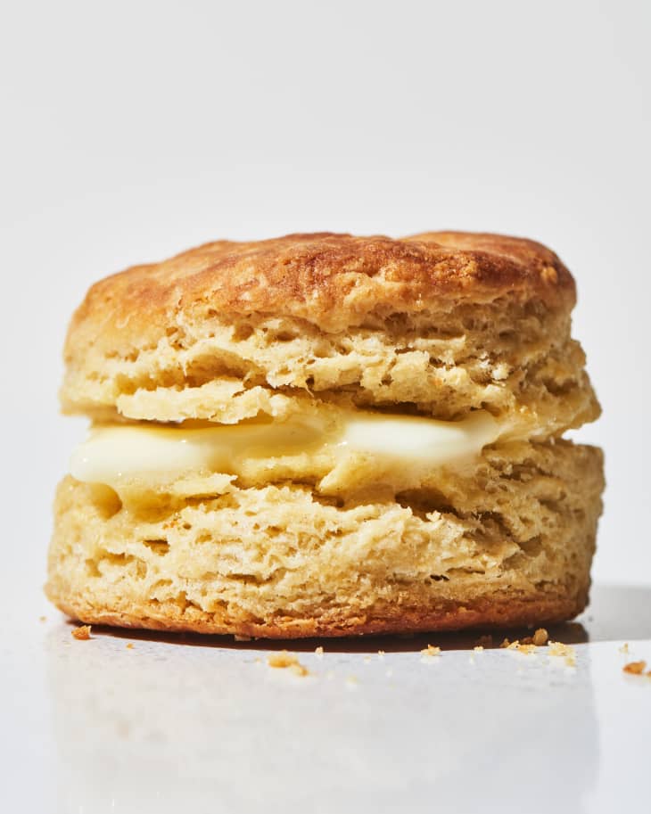 single hero biscuit with melted butter inside