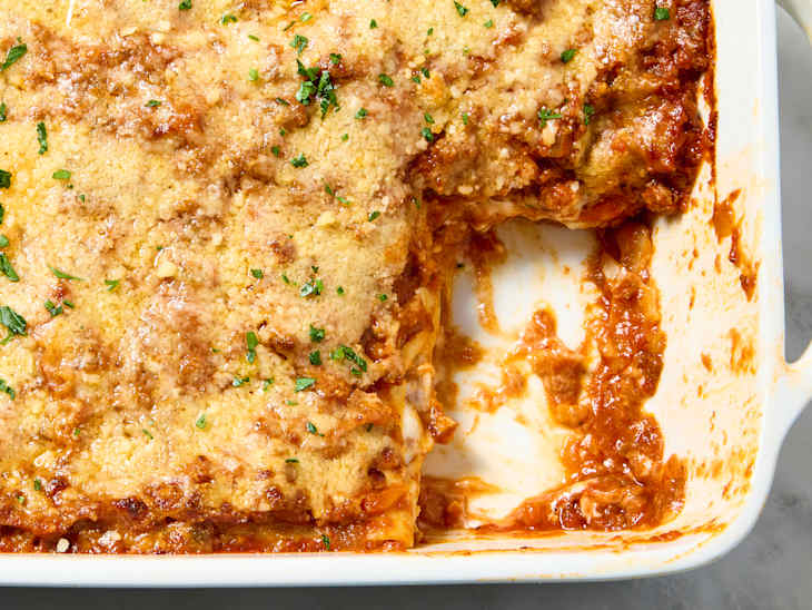 A baking dish of lasagna