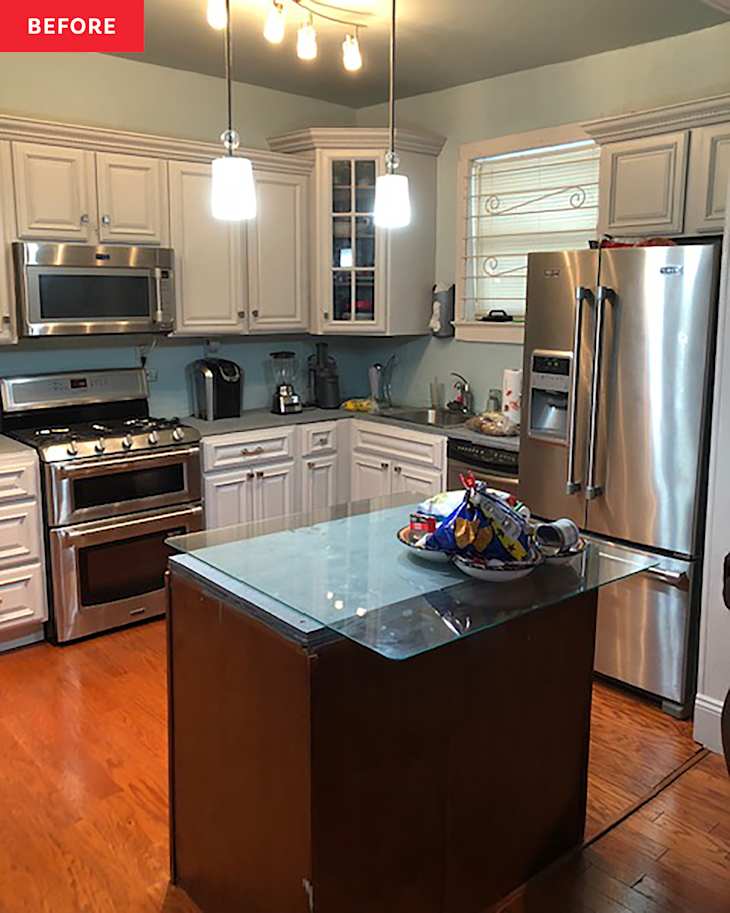 Before & After: This Outdated Blue Kitchen Got a â70s-Inspired Makeover (with So Much Drama!)