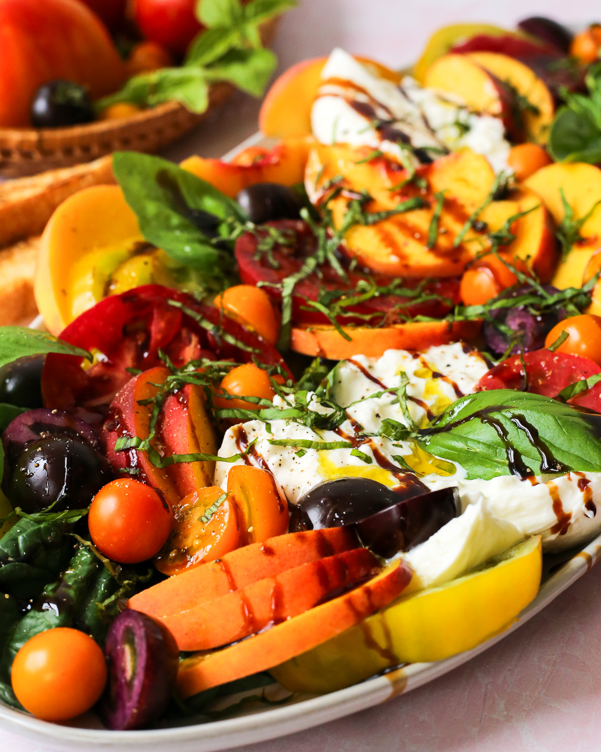 Burrata Cheese Salad with Ripe Tomatoes and Basil