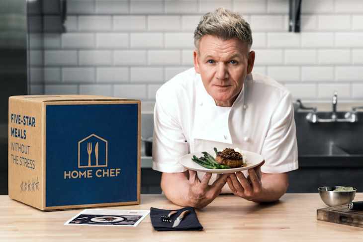 Chef Gordon Ramsay with Home Chef meal subscription box.