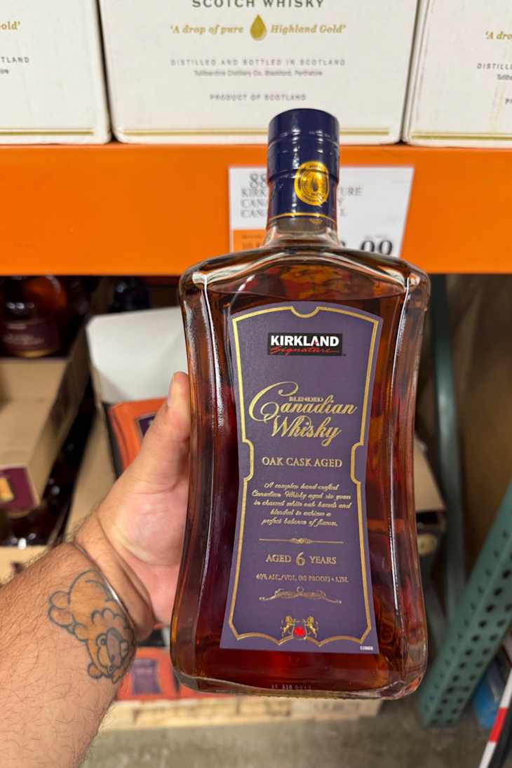 Bottle of Kirkland Signature Canadian Whisky.