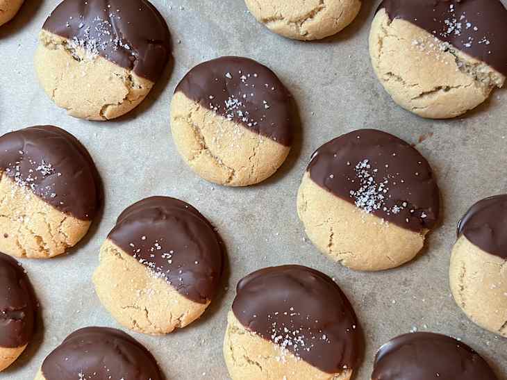 Cookies dipped in Ikea chocolate.