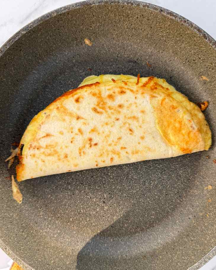 Breakfast quesadilla in pan