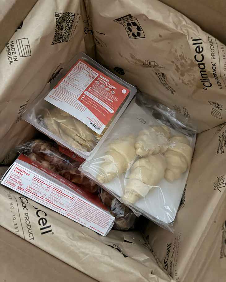 Grocery items in Wildgrain subscription box.
