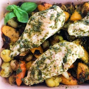 Oven-Roasted Chicken with Pesto Sauce