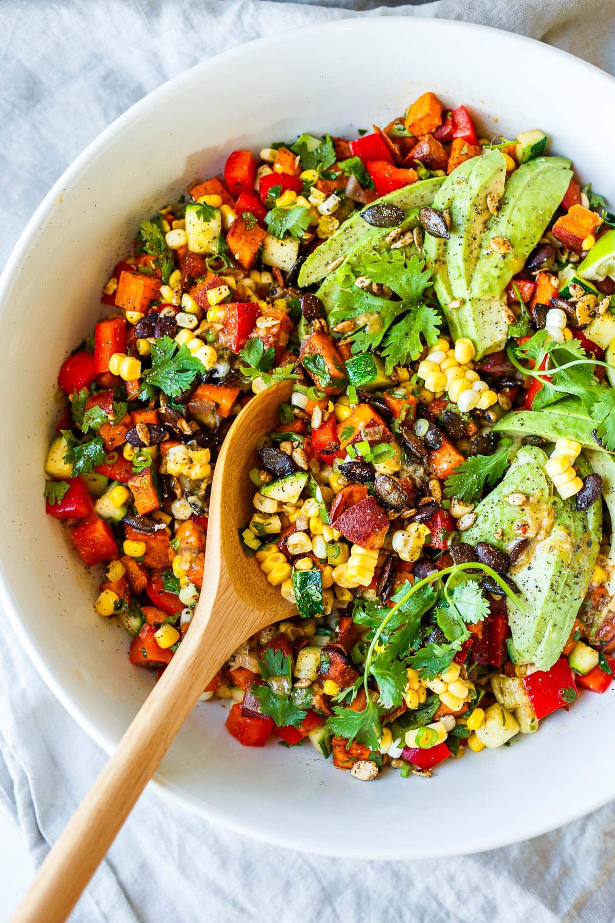 Salad of Sweet Potatoes with Assorted Vegetables and Dressing