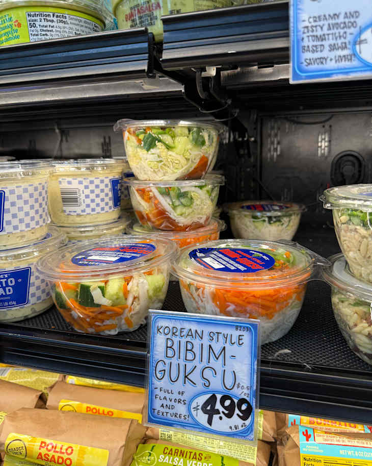 Korean style bibim guksu in Trader Joe's refrigerator.