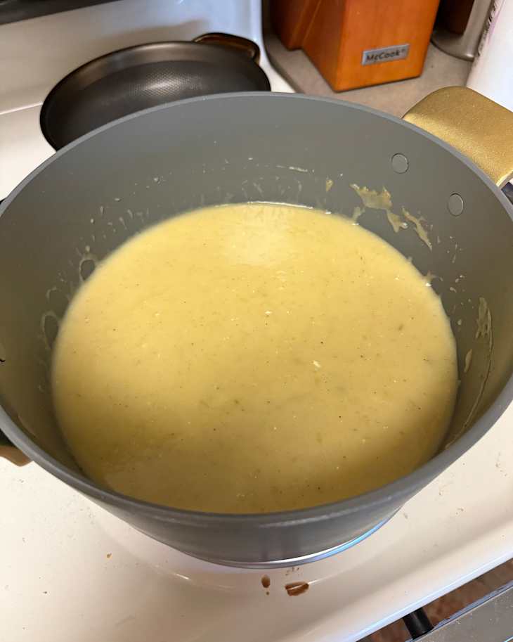Soup on stove in GreenPan™ Stanley Tucci™ Ceramic Nonstick Dutch Oven.